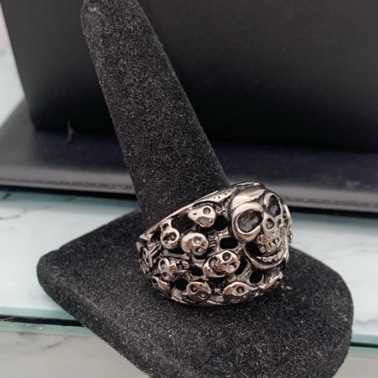 Mens Silver Tone Skull Ring Mens Silver Tone Skull Ring